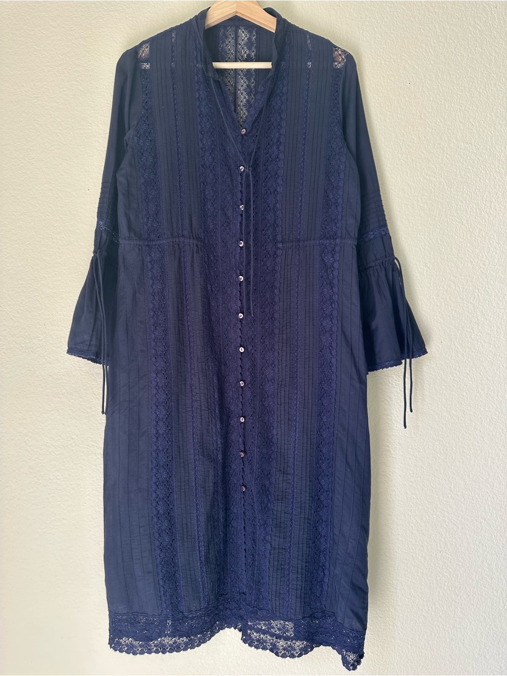 Urban Research ROSSO Navy Lace Cotton Midi Dress Free Size Japan - Picture 4 of 13